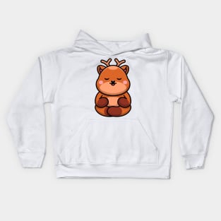 Cute baby deer meditation cartoon Kids Hoodie